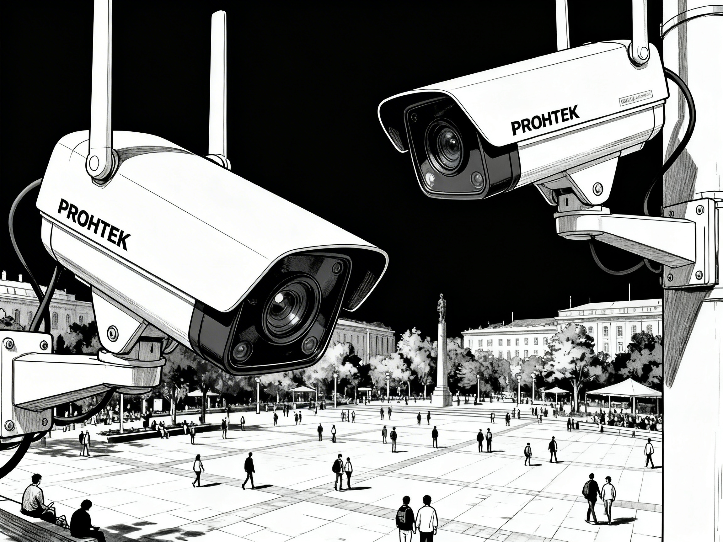 PROHTEK cameras observing an open public plaza.